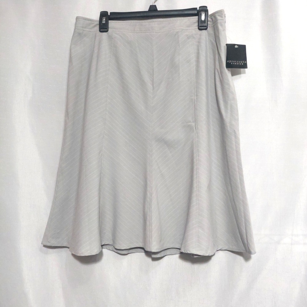 Apostrophe Womens 16 Stretch Skirt Subtle Mitered ALine Skirt Lined Side Zip NEW